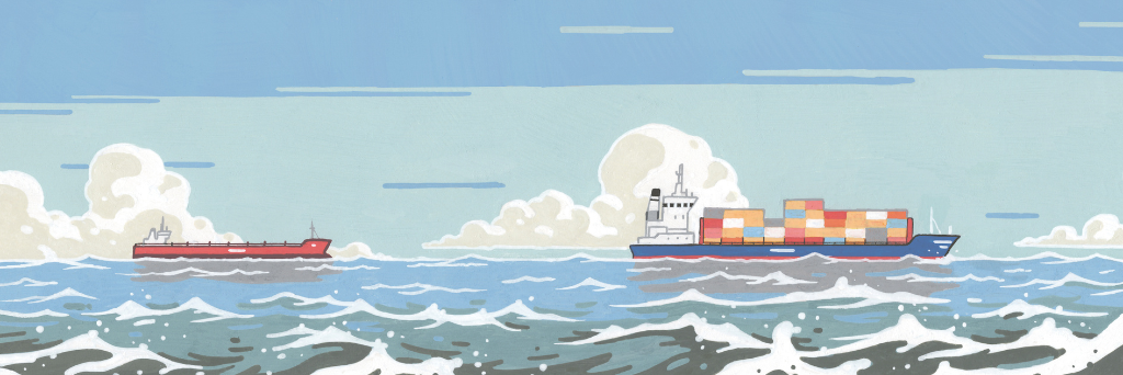 Boekvoorstelling Zo varen de grootste schepen de wereld rond Illustratie
