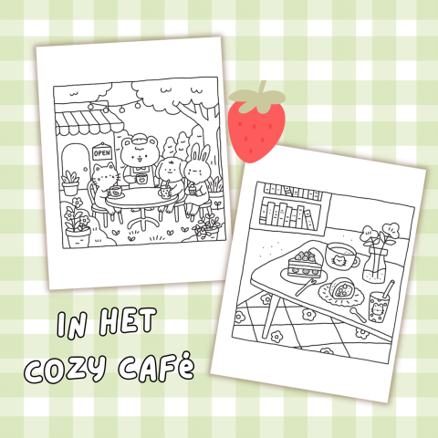 Afbeelding illustraties In het cozy cafe